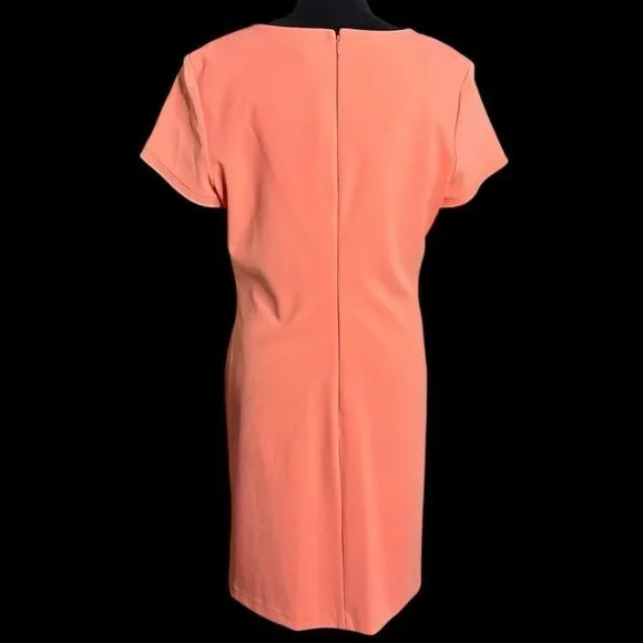 Tommy Hilfiger Scuba Crepe Grommet Top Pocket Coral Dress Womans Sz 12 MSRP $99 - Picture 2 of 4